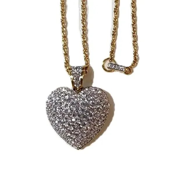Swarovski Crystal Puffy Pave Heart Rope Necklace Retired - Picture 3 of 8